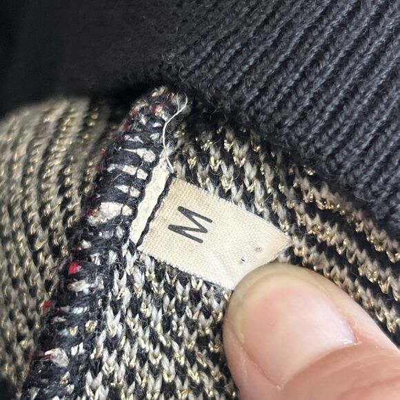 Vintage Jaeger Sweater Womens Medium Embroidered Rope Metallic Black Red - Picture 5 of 9